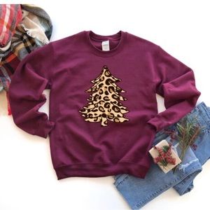 Woman’s Leopard Christmas Tree Sweatshirt